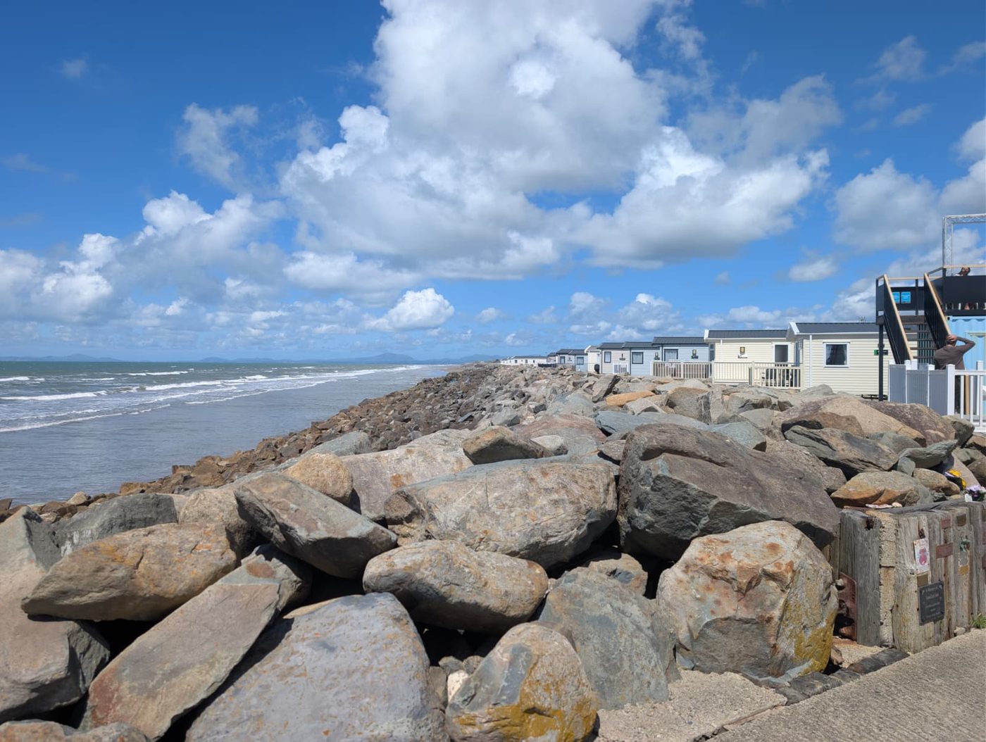 Seafront holiday park with static caravans along the coast