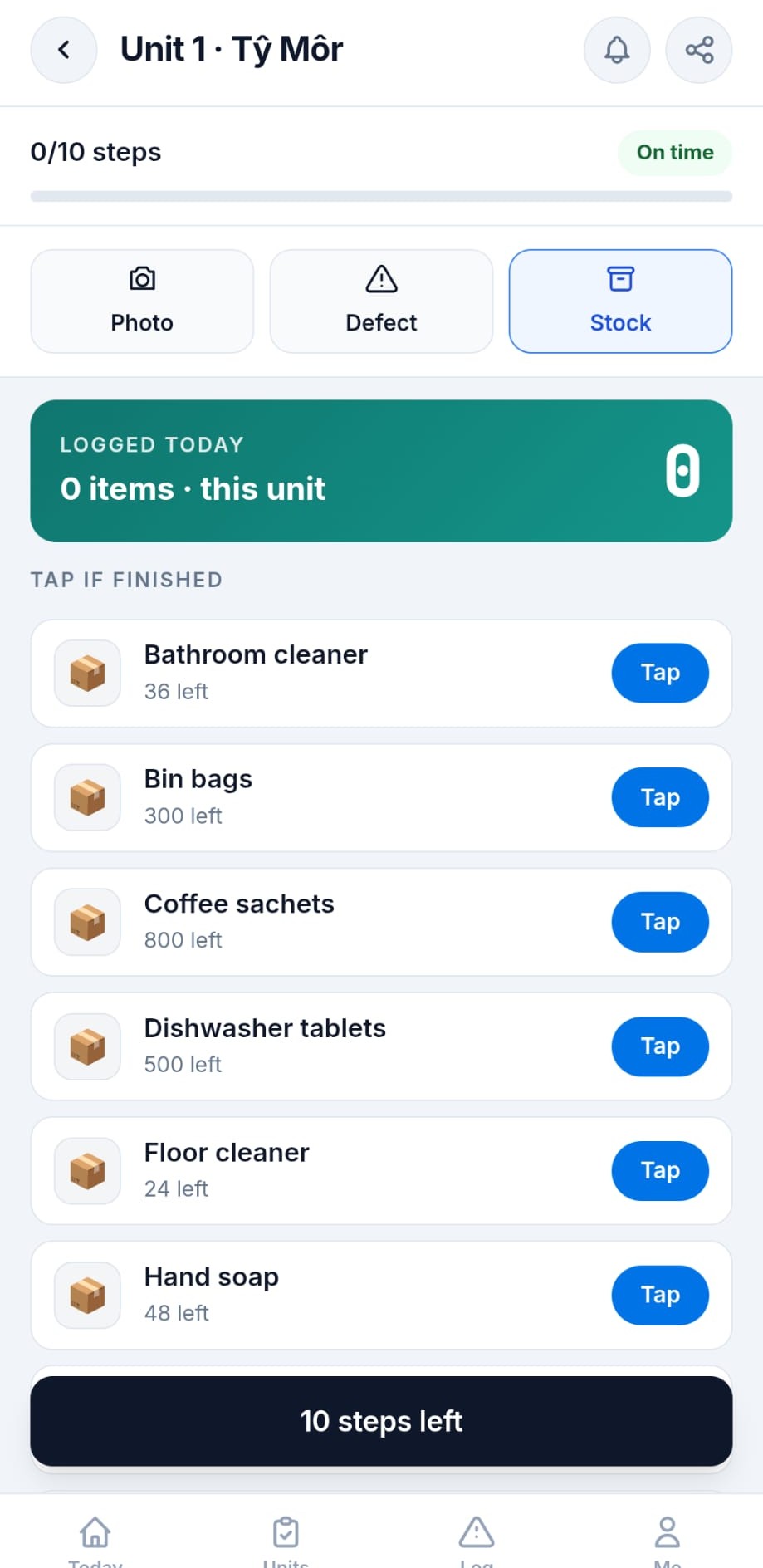 Consumable stock tracking with real-time logging