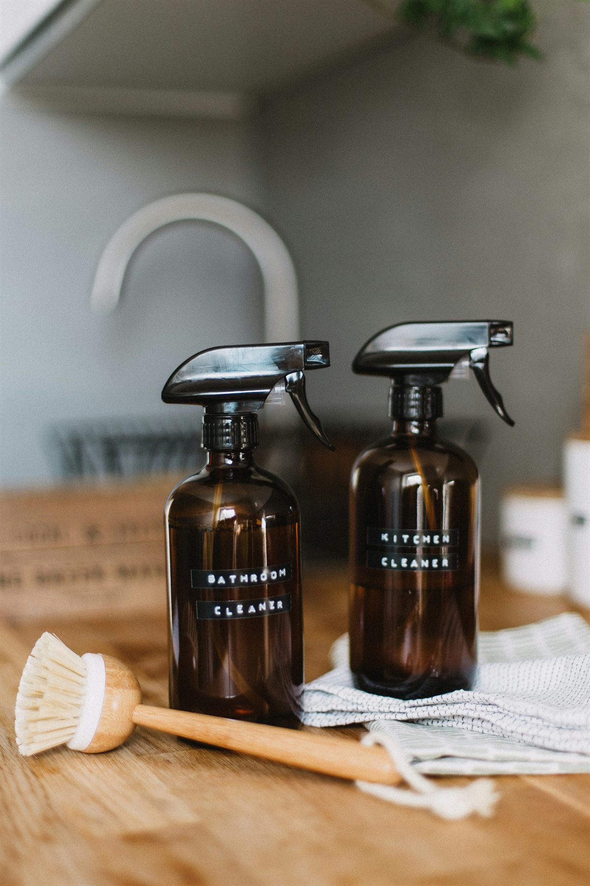 Organized cleaning supplies and products